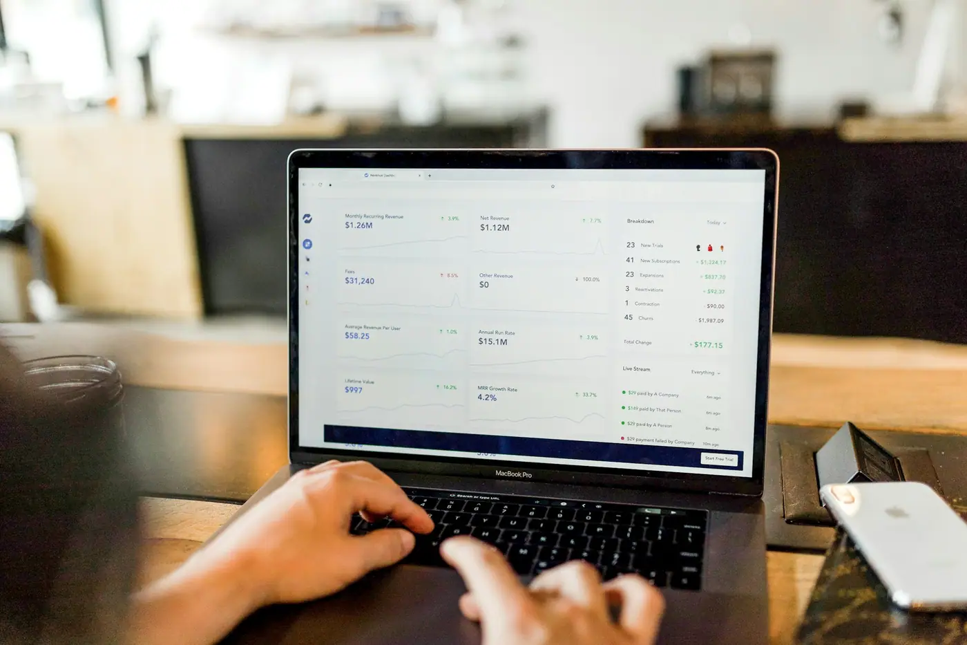 Persona revisando métricas de campañas publicitarias en una laptop